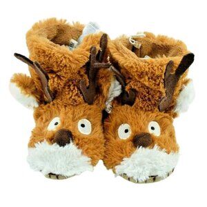 Little Blue House Kids Medium 8 to 10 Brown Reindeer Cozy Slouch Slippers New